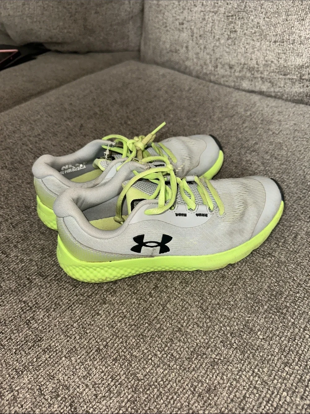 Under Armour Kids' Gray and Neon Green Athletic Sneakers